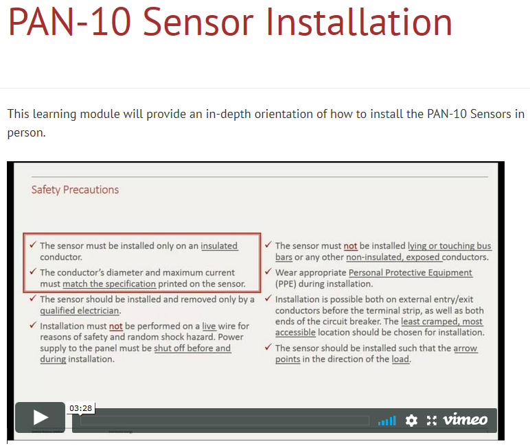 PAN 10 Sensor Installation Video