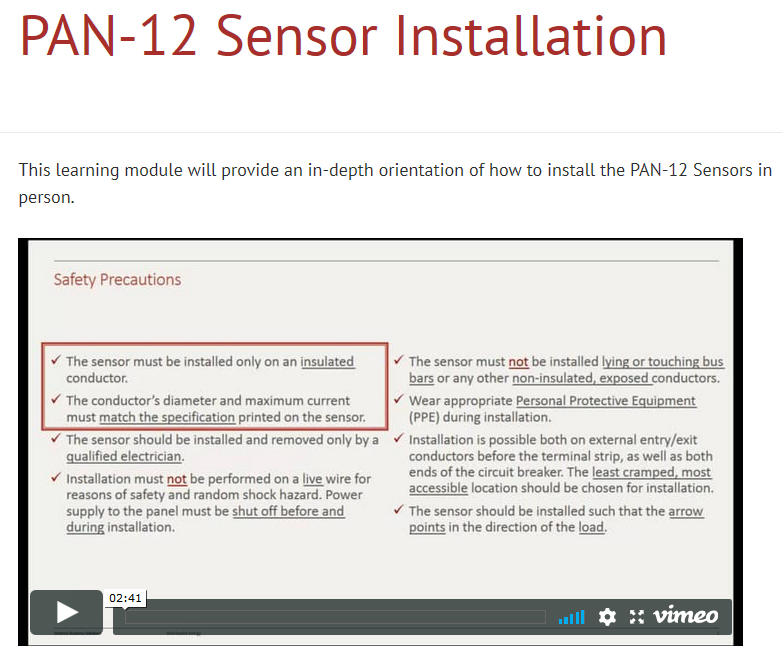 PAN 12 Sensor Installation Video